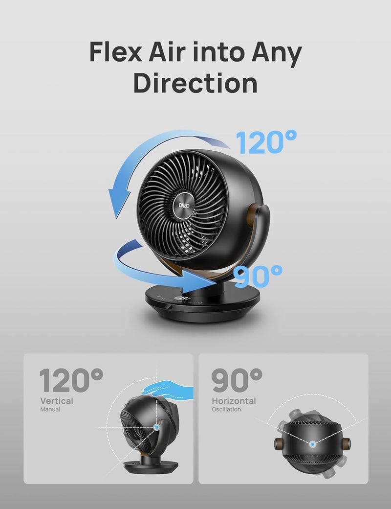 Dreo Fan for Bedroom, Desk Air Circulator Fan with Remote, 11 Inch Table Fans for Whole Room, 60ft Powerful Airflow, 120° Vertical Manual +90° Oscillating, 4 Speeds, 8H Timer, Quiet Fan, Home - Image 4